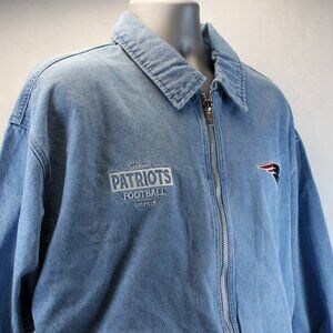 New England Patriots Full-Zip Denim Embroidered Jacket Women's Size 2XL